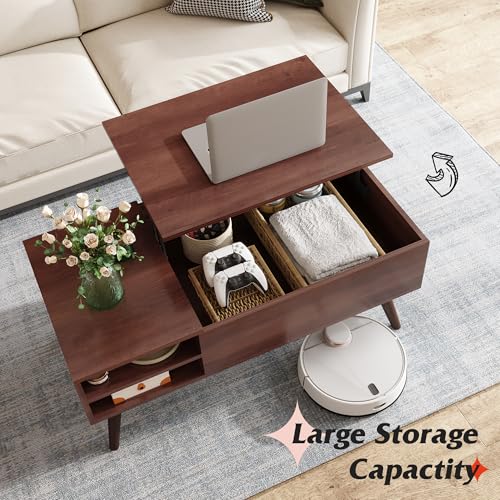 Lift Top Coffee Table with Hidden Storage (Espresso / 39" with Shelf)