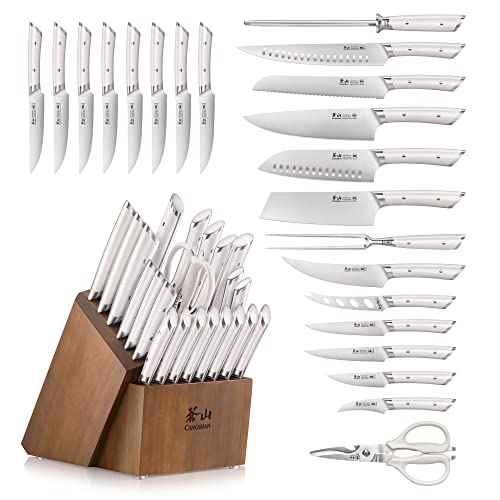 HELENA Series German Steel Forged Knife Block Set (23-Piece / White)