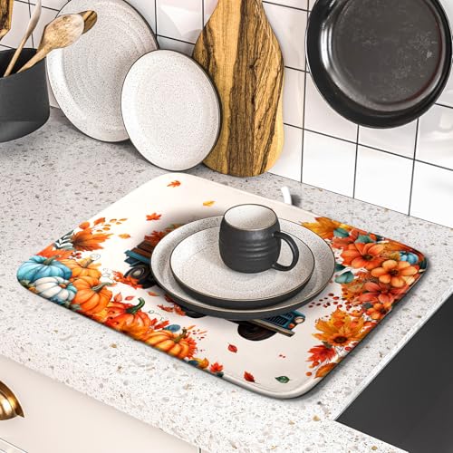 Truck Absorbent Dish Drying Mat (Fall Truck 605 / 18" x 16")