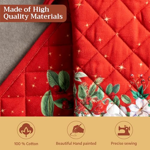 100% Cotton Oven Mitt & Pot Holder Set (107 - Noel / 7.5" x 13" & 8" x 8" (Oven Mitt & Pot Holder))