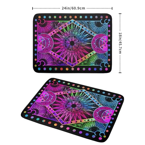 Colorful Microfiber Dish Drying Mat for Kitchen Counter 18 X 24 in Moon Decoration Dishes Pad Coffee Mats (Colorful Moon / 24" x 18")