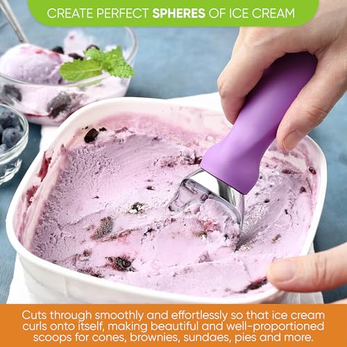 Heavy Duty Metal Ice Cream Scoop with Soft Grip Handle