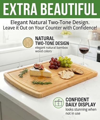INDESTRUCTIBLE Bamboo Cutting Board (Two-Tone / 18"L x 12.5"W)