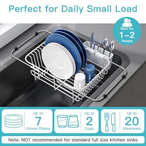 White Dish Drying Rack in Sink with Utensil Holder (White / For 10"-12"w Sink)