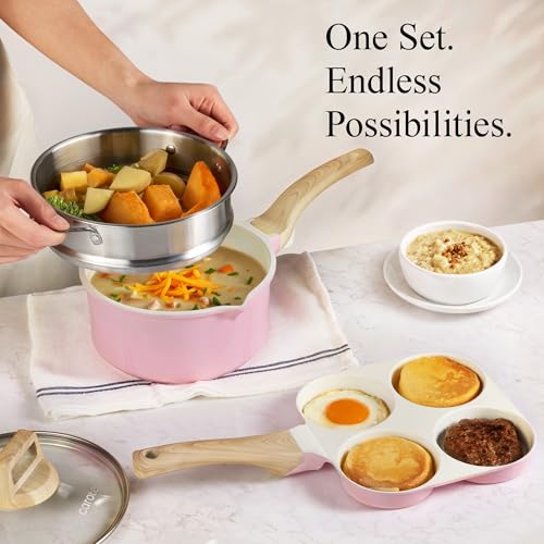 21pcs Ceramic Cookware Set (Pink / 21 Piece)