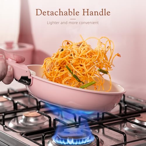 21 Pcs Pots and Pans Set Non Stick (Pink / 21 Piece)