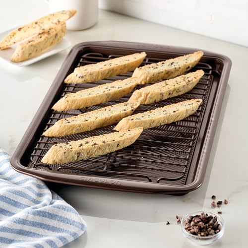 Nonstick Bakeware Set with Nonstick Cookie Sheet (Set (Sheet & Cooling Rack) / Chocolate)