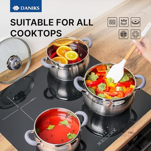 Modern 6 Piece Stainless Steel Cookware Set with Glass Lids (6-Piece Set)