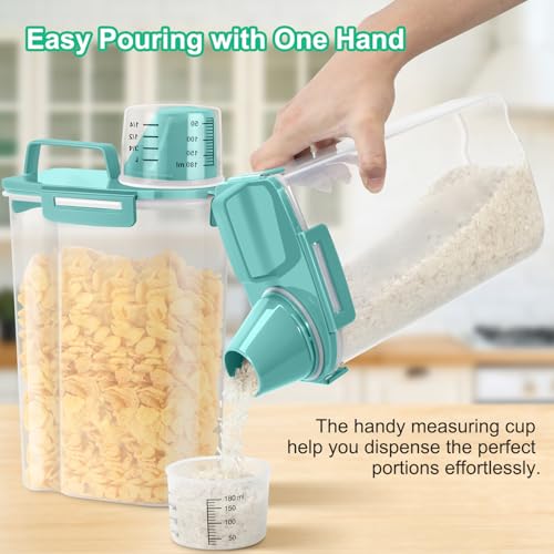 Rice Container Cereal Storage Container 2 Pack 5 Lbs (Cyan 3+3Qt)