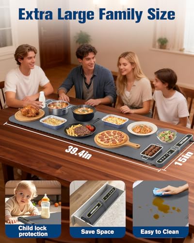 Warming Mat for Food Extra Large (Gray / 39.4x15 Inch)