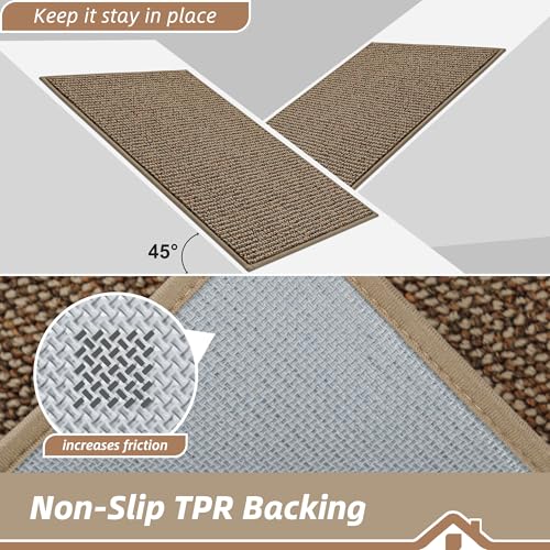 Kitchen Rugs and Mats 2PCS Non (Taupe / 20"x32"+20"x48" (Rectangular))