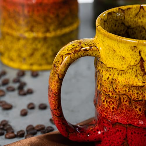 Coffee Mug 20 Oz Coffee Cups Ceramic Tea Cup Large Coffee Mug for Office and Home (Yellow and Red)