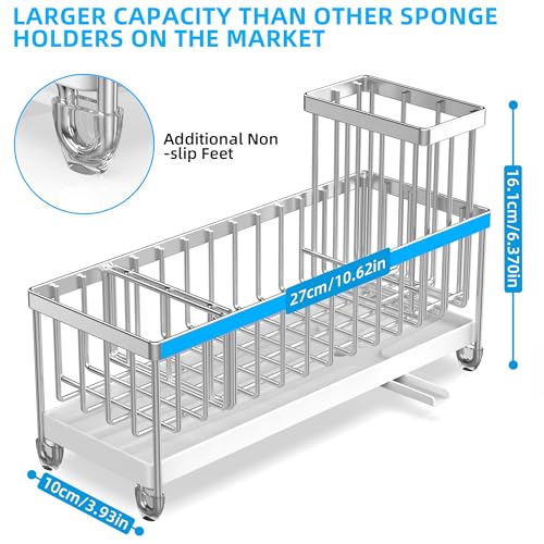 Larger Version Sponge Holder for Kitchen Sink (Stainless Steel)