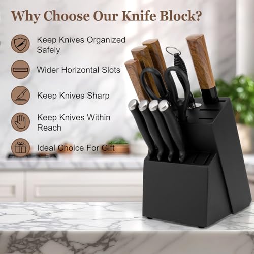 Universal Knife Block Without Knives (Black-14 Slot)