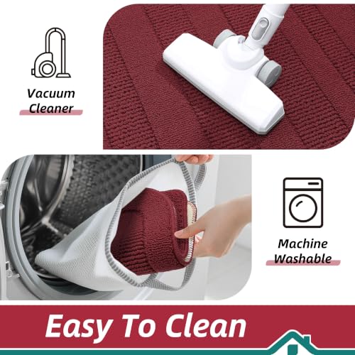 24x36 Inch Kitchen Rugs Non Slip Washable Kitchen Sink Rug (2' x 3' (Semicircular) / Red)