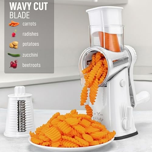 Rotary Cheese Grater Manual Hand Crank 5 Blade Shredder