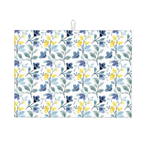 Floral Dish Drying Mat 18x24 for Kitchen Counter (24" x 18")