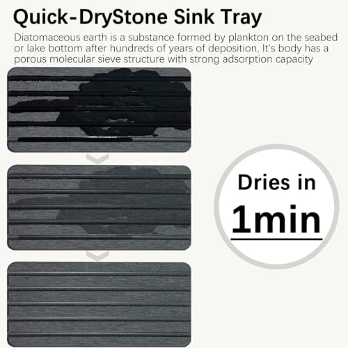 Set of 4 Water Absorbing Stone Tray (Dark Gray)