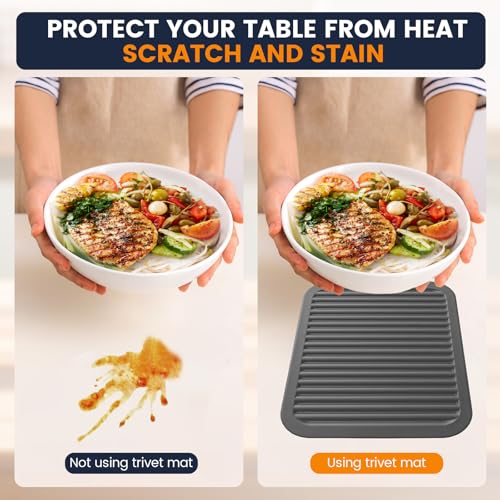 Silicone Trivet Mats 4 Heat Resistant Pot Holders Multipurpose Non (Warm Gray)