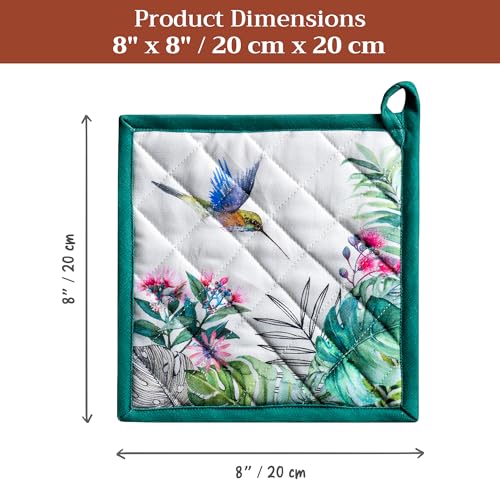 Pot Holders 100% Cotton Potholders (011 - Tropiques / 8" x 8" (Pot Holder Pack of 1))