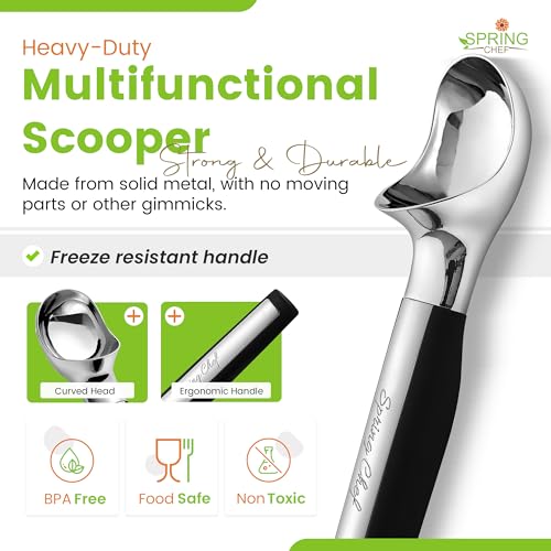 Heavy Duty Metal Ice Cream Scoop with Soft Grip Handle