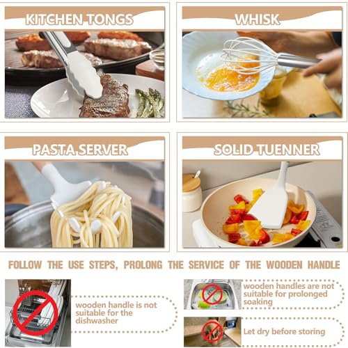 Silicone Kitchen Utensil Set (Cream White)