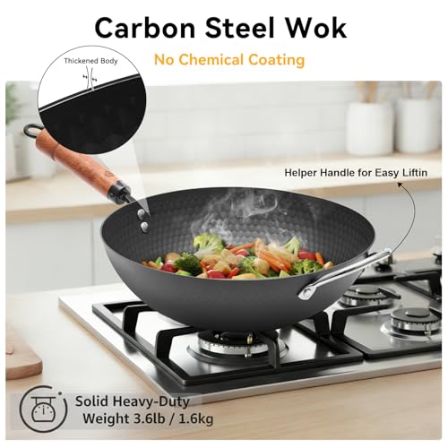 Carbon Steel Wok with Lid (12.59-inch-DBH)