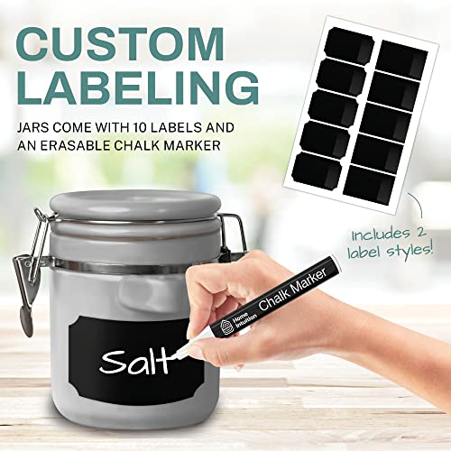 4 Piece Ceramic Kitchen Canisters Set (Grey)
