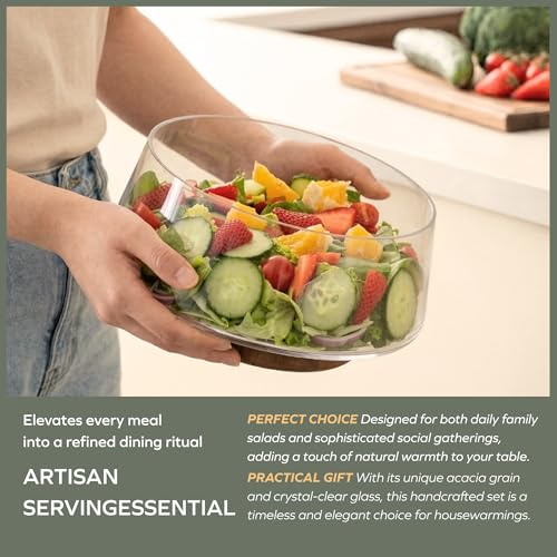 Salad Bowl Set Large (10-inch Salad Set with Glass Bowl)