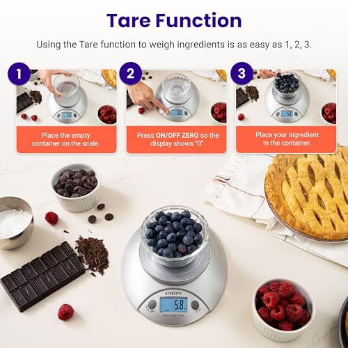 Food Kitchen Scale with Bowl (Stainless Steel-Gray / 11lb / 11lb)