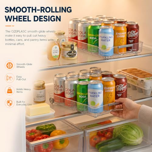 2 Pack Profile Fridge Organizer Bins with Wheels (2 Count)