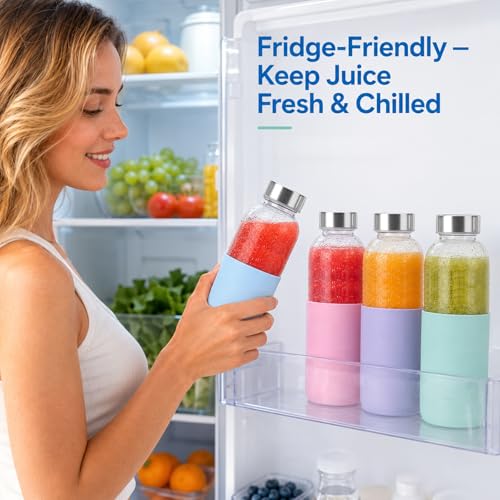 16 oz Glass Water Bottles with Lids and Silicone Sleeve 4 Pack (16oz silicone sleeve-4pack / 16 Ounces)