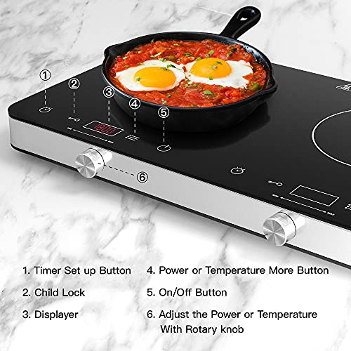 Portable Double Induction Cooktop (Double Induction Cooktop with Knob Control)