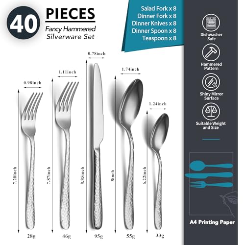 Hammered Silverware Set (Silver Hammered)