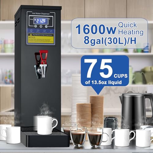 Hot Water Dispenser Commercial Water Boiler Countertop Hot Water Machine Stainless Steel Step (Black 30Liter/H)