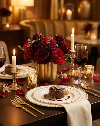 180Pcs Elegant Ivory Gold Plastic Dinnerware Set for Wedding (Ivory and Gold Plastic Dinnerware Set / 180PCS)