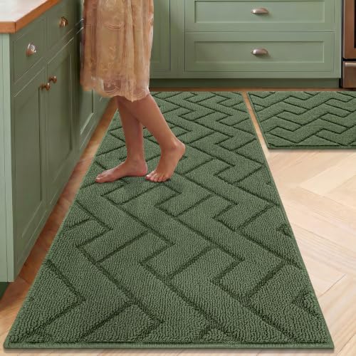 Kitchen Runner Rug (Green / 20"x48"+20"x32")