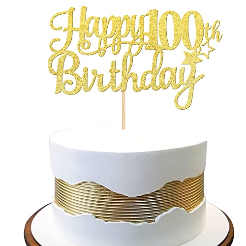 1 PCS Happy 100th Birthday Cake Topper (Gold / 100th)
