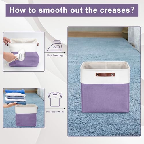 13x13 Cube Storage Bins (Purple / Off-White / Cube - 13"x13"x13")