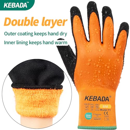 T1 Waterproof Winter Work Gloves for Men and Women (3 Count)