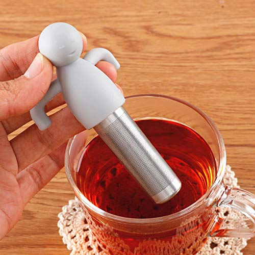 Stainless Steel Tea Infuser for Loose Tea (Grey+Rose Red)