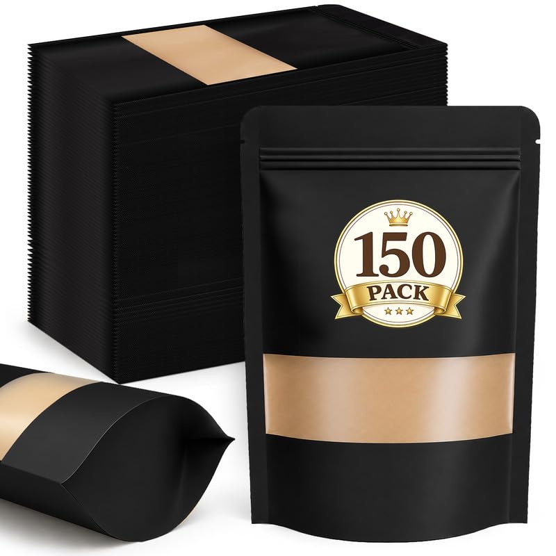 150 Pack Snack Bags (Black / 150 Pack 5.9x8.6in (15x22cm))
