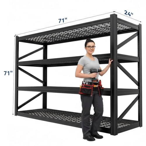 4 Tier Heavy Duty Garage Shelving (4T 70.8" W x 24" D x 70.8" H)