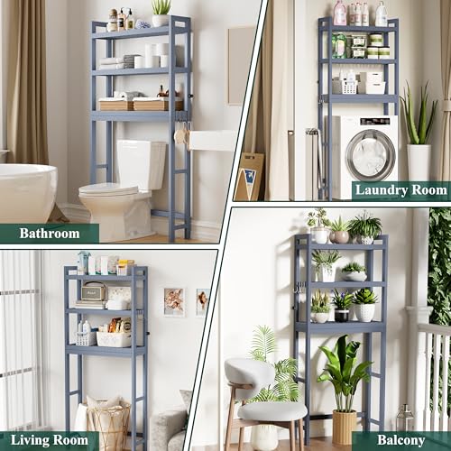 Bamboo Over The Toilet Storage Cabinet (Grey / 3 Tiers (66.9"H))