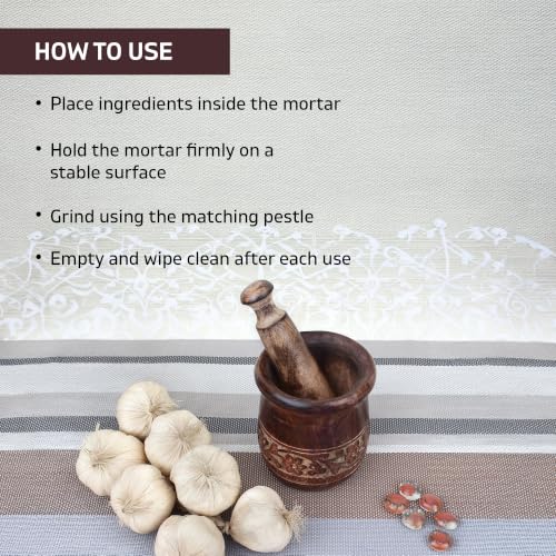 Wooden Carved Mortar and Pestle