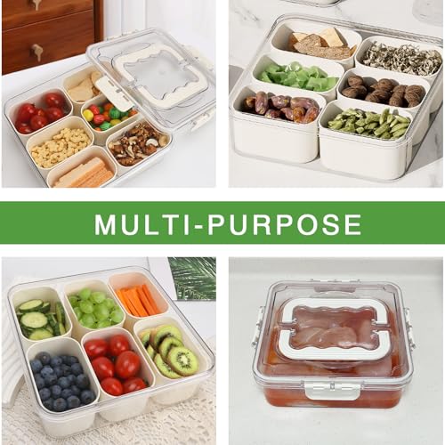 Small Snackle Box Snack Container with Lid (6 Compartments / White)