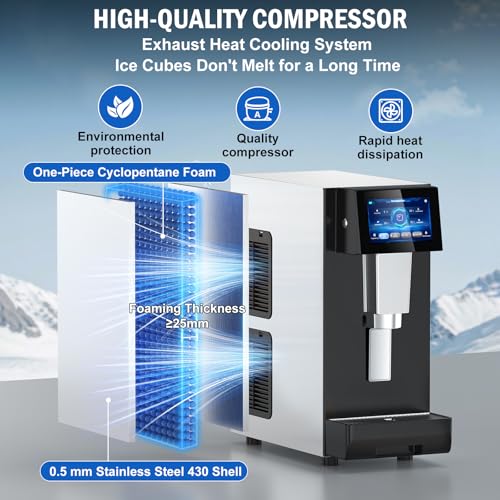 100 lbs Countertop Nugget Ice Maker Commercial with Water Dispenser