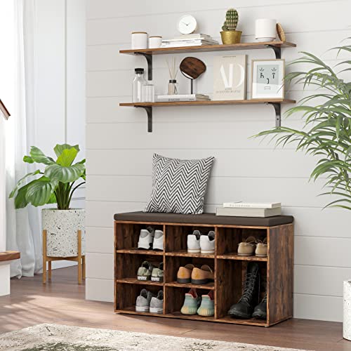 Long Wall Shelves (Rustic Brown / 39.4 Inch)