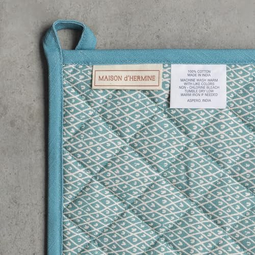 100% Cotton Oven Mitt & Pot Holder Set (001 - Marquise / 7.5" x 13" & 8" x 8" (Oven Mitt & Pot Holder))