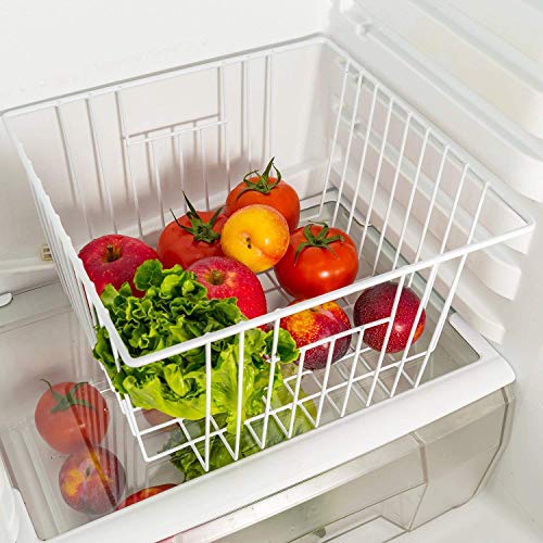 Freezer Baskets Storage Organizer (11in x 9.8in x 5.5in(4Pack) / White, 4Pack)